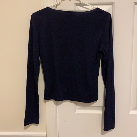 Navy Long Sleeve with Contrast Neckline - Picture 2 of 2